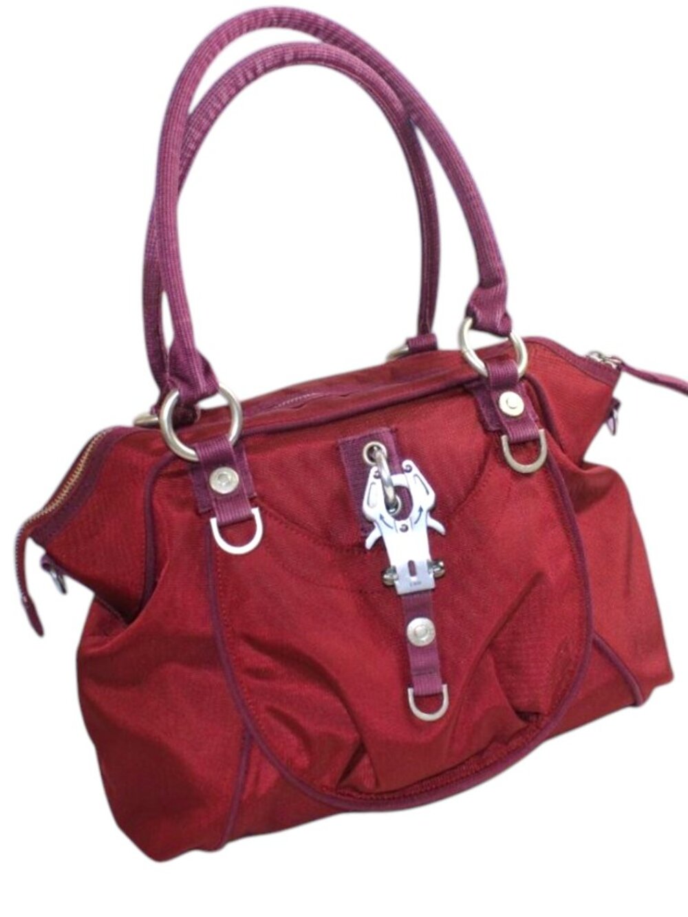 George Gina & Lucy ALL SM;LES Plum Nylon Y2K Satchel Shoulder Bag - Picture 12 of 12